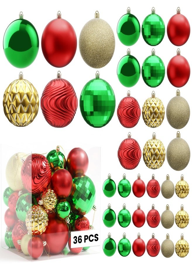 Annecy Christmas Tree Ornaments - 36 PCS Shatterproof Christmas Ball Ornaments Set for Holiday, Wreath & Party Decorations (Multi-Size, Red, Green, Gold) - Image 2